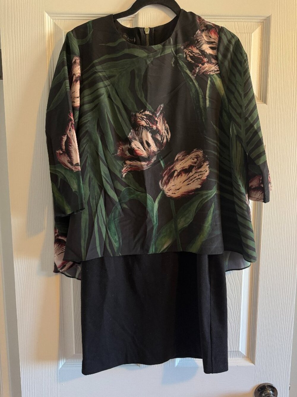 Ted Baker London Floral Layered Black Dress Size 3